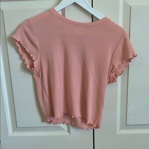 Pink Ruffle Hem Women's Top